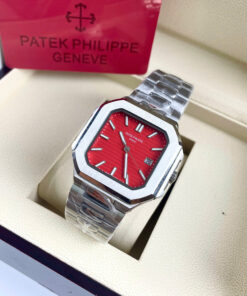 Đồng hồ Patek Philippe 5821/1A Cubitus mặt đỏ máy cơ nhật giá rẻ fake cao cấp 43mm