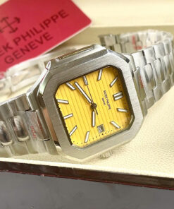 Đồng hồ Patek Philippe 5821/1A Cubitus mặt vàng máy cơ nhật giá rẻ fake cao cấp 43mm