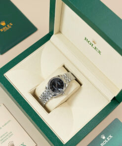 Đồng hồ Rolex DateJust Lady Replica 11 mặt đen cọc số la mã 31mm (2)