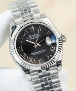 Đồng hồ Rolex DateJust Lady Replica 11 mặt đen cọc số la mã 31mm (2)