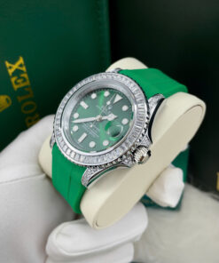 Đồng hồ Rolex Submariner nam niềng đá dây cao su xanh lá Fake cao cấp 40mm