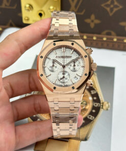 Đồng hồ Audemars Piguet Royal Oak 26240 Replica 11 mạ vàng hồng mặt trắng xưởng APS 41mm (17)