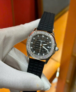 Đồng Hồ Patek Philippe Nữ Đính Đá Màu Đen Aquanaut 5067 Dây Cao Su Nhà Máy PPF 35,6mm (8)