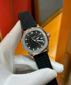 Đồng Hồ Patek Philippe Nữ Đính Đá Màu Đen Aquanaut 5067 Dây Cao Su Nhà Máy PPF 35,6mm (8)