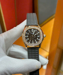 Đồng Hồ Patek Philippe Nữ Đính Đá Màu Nâu Aquanaut 5067 Dây Cao Su Nhà Máy PPF 35,6mm (10)