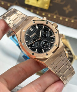 Đồng hồ Audemars Piguet Royal Oak 26240 Replica 11 mạ vàng hồng mặt đen xưởng APS 41mm (14)