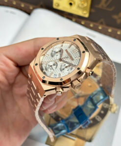 Đồng hồ Audemars Piguet Royal Oak 26240 Replica 11 mạ vàng hồng mặt trắng xưởng APS 41mm (17)
