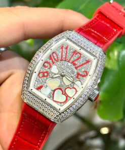 Đồng hồ Franck Muller V32 nữ full đá mặt trái tim fake 11 36mm