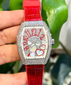 Đồng hồ Franck Muller V32 nữ full đá mặt trái tim fake 11 36mm