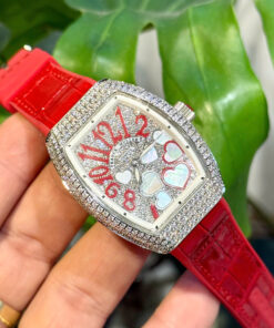 Đồng hồ Franck Muller V32 nữ full đá mặt trái tim fake 11 36mm