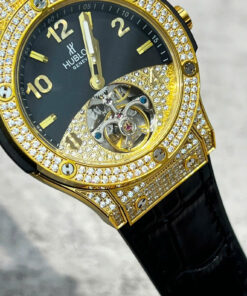 Đồng hồ Hublot Skeleton đính full đá lộ cơ máy cơ nhật giá rẻ fake cao cấp 42mm