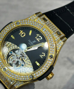 Đồng hồ Hublot Skeleton đính full đá lộ cơ máy cơ nhật giá rẻ fake cao cấp 42mm