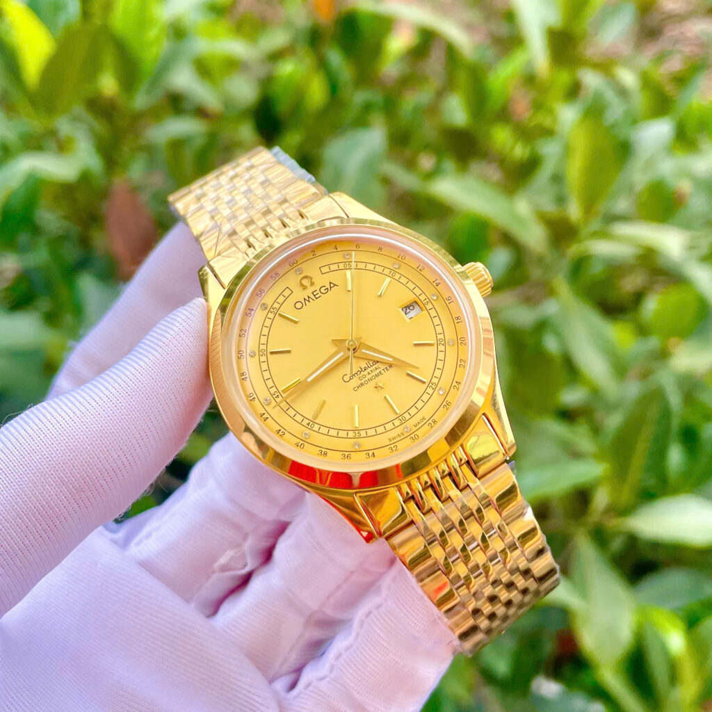 Đồng hồ Omega Constellation Co-Axal Chronometer vàng gold fake cao cấp 40mm