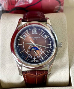 Đồng hồ Patek Philippe 5205R dây da mặt nâu chocolate fake cao cấp 40mm