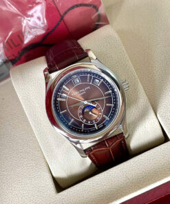 Đồng hồ Patek Philippe 5205R dây da mặt nâu chocolate fake cao cấp 40mm