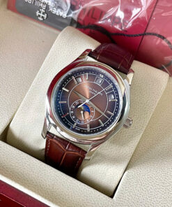 Đồng hồ Patek Philippe 5205R dây da mặt nâu chocolate fake cao cấp 40mm