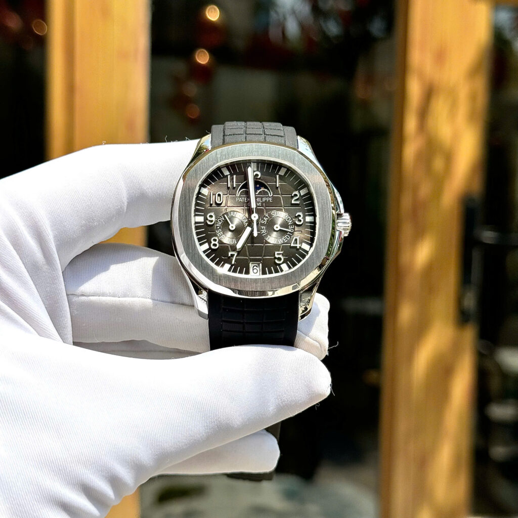 Đồng hồ Patek Philippe Aquanaut 5261 Rep 11 mặt xám dây cao su màu đen 40mm (6)