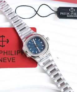 Đồng hồ Patek Philippe Nautilus 7118 nữ xanh blue đính đá fake cao cấp 33mm