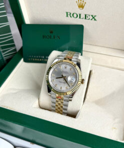 Đồng hồ Rolex Datejust ZF nam demi mặt xám máy Miyota nhật fake 11 40mm