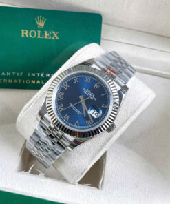 Đồng hồ Rolex Datejust ZF nam xanh blue cọc số la mã máy Miyota nhật Fake 11 40mm