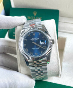 Đồng hồ Rolex Datejust ZF nam xanh blue cọc số la mã máy Miyota nhật Fake 11 40mm