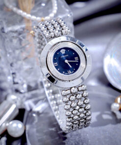 Đồng hồ Versace Eon Pour Femmes nữ dây kim loại mặt xanh blue like auth 34mm