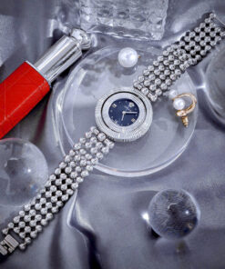 Đồng hồ Versace Eon Pour Femmes nữ dây kim loại mặt xanh blue like auth 34mm