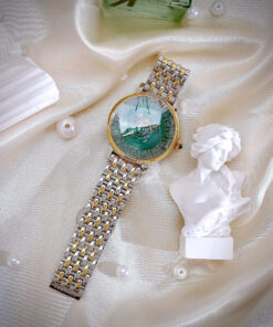 Đồng hồ Versace Medusa Alchemy nữ dây kim loại demi mặt xanh lá like auth 38mm