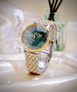 Đồng hồ Versace Medusa Alchemy nữ dây kim loại demi mặt xanh lá like auth 38mm