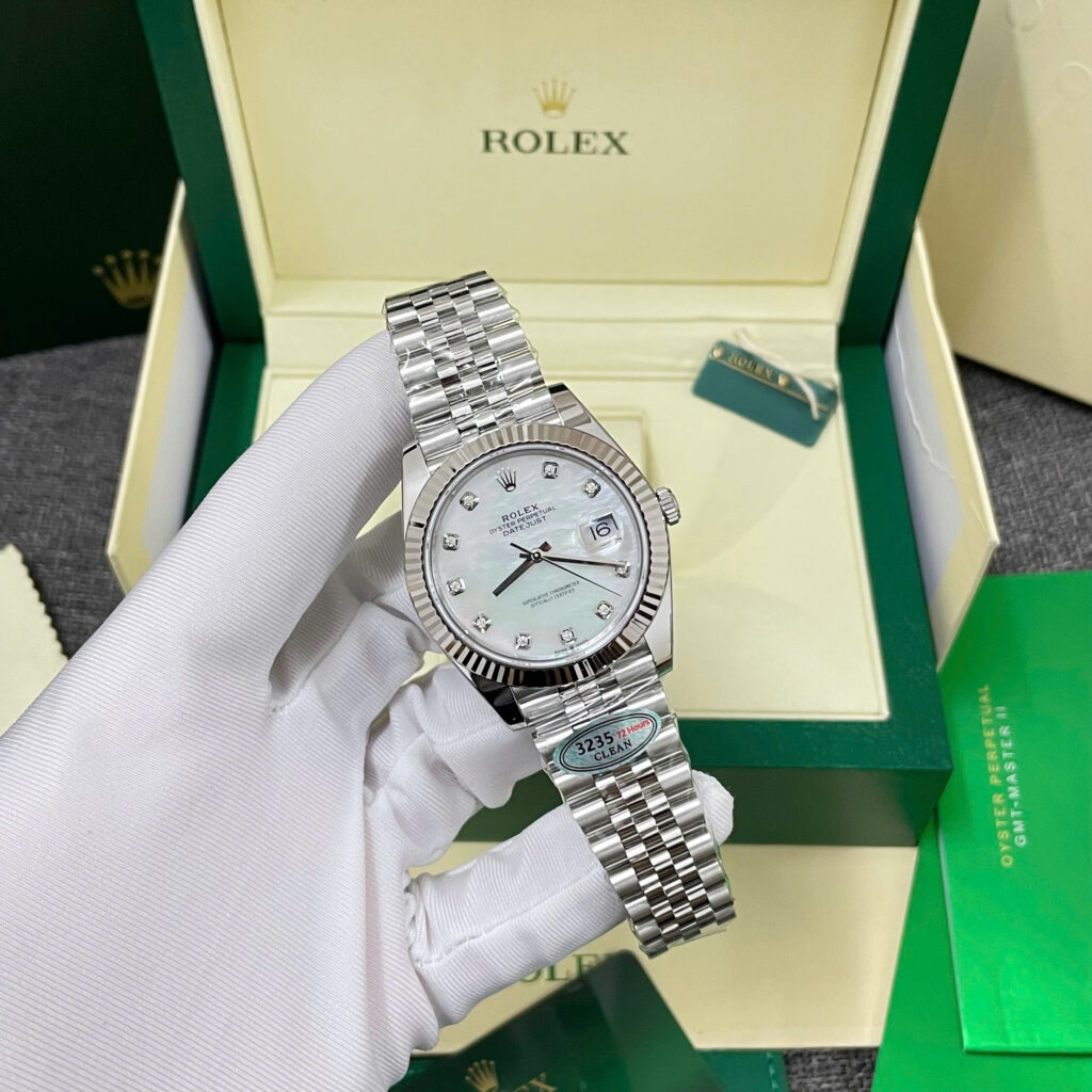 Đồng Hồ Rolex DateJust 126334 Mặt Xà Cừ Đính Đá Replica 11 Nhà Máy Clean 41mm (5)