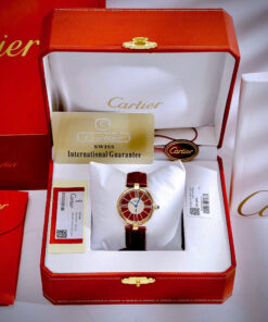 Đồng hồ Cartier Must Vendome nữ dây da đỏ cọc số la mã like auth 30mm