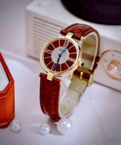 Đồng hồ Cartier Must Vendome nữ dây da đỏ cọc số la mã like auth 30mm