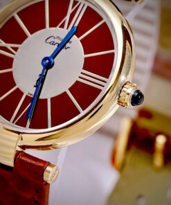 Đồng hồ Cartier Must Vendome nữ dây da đỏ cọc số la mã like auth 30mm