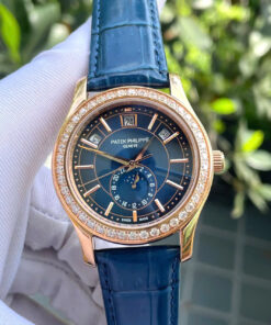 Đồng hồ Patek Philippe 5205R nam rose gold đính đá fake cao cấp 40mm