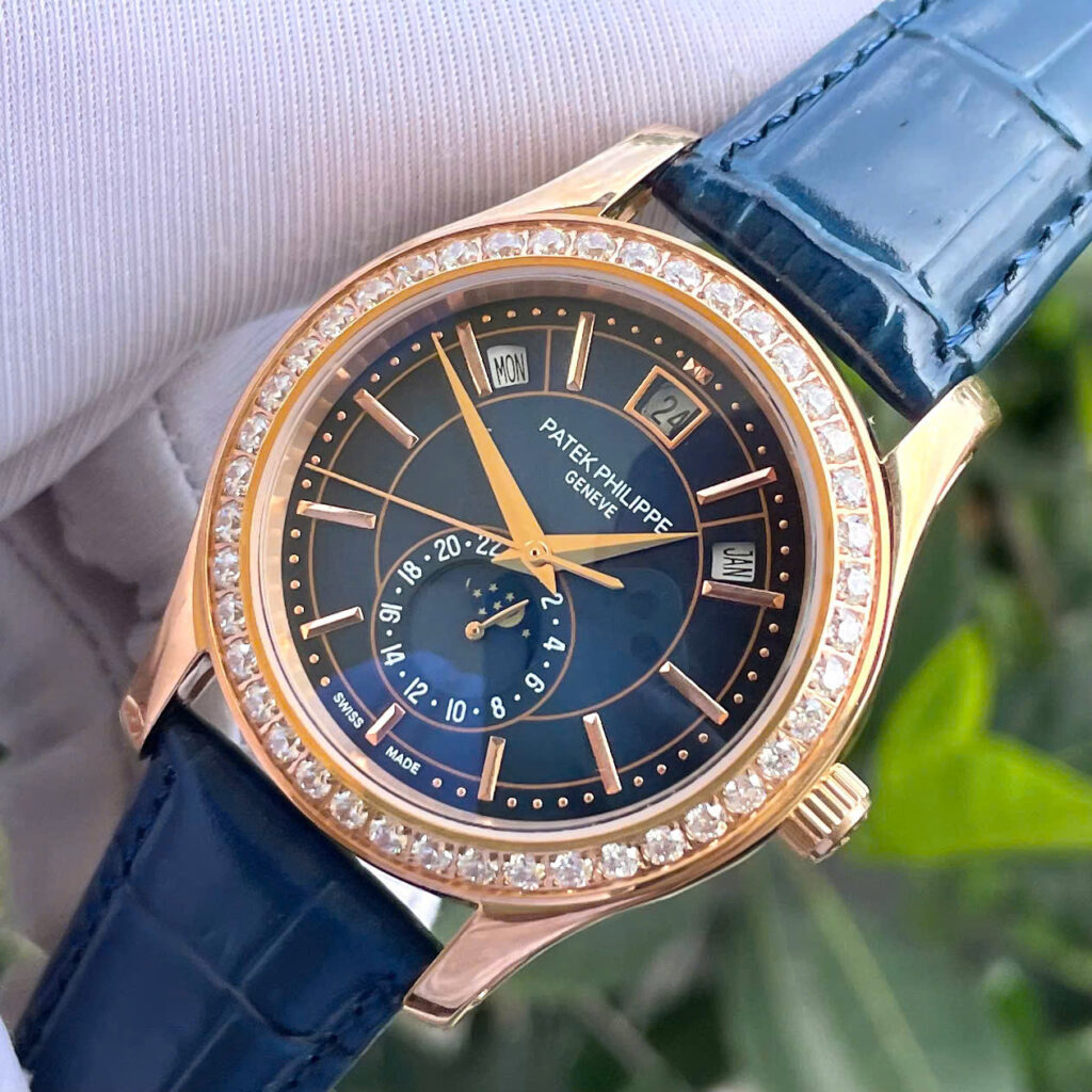 Đồng hồ Patek Philippe 5205R nam rose gold đính đá fake cao cấp 40mm