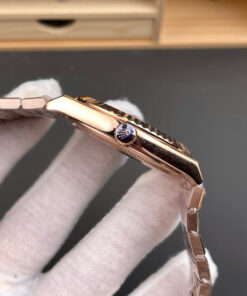Đồng hồ Rolex Land - Dweller replica 11 cao cấp rose gold cọc số dạ quang 40mm