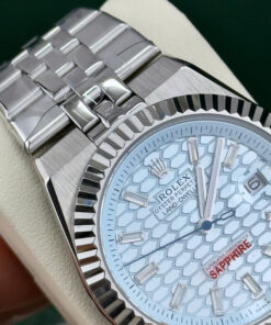 Đồng hồ Rolex Land – Dweller nam xanh blue máy cơ nhật giá rẻ fake cao cấp 41mm