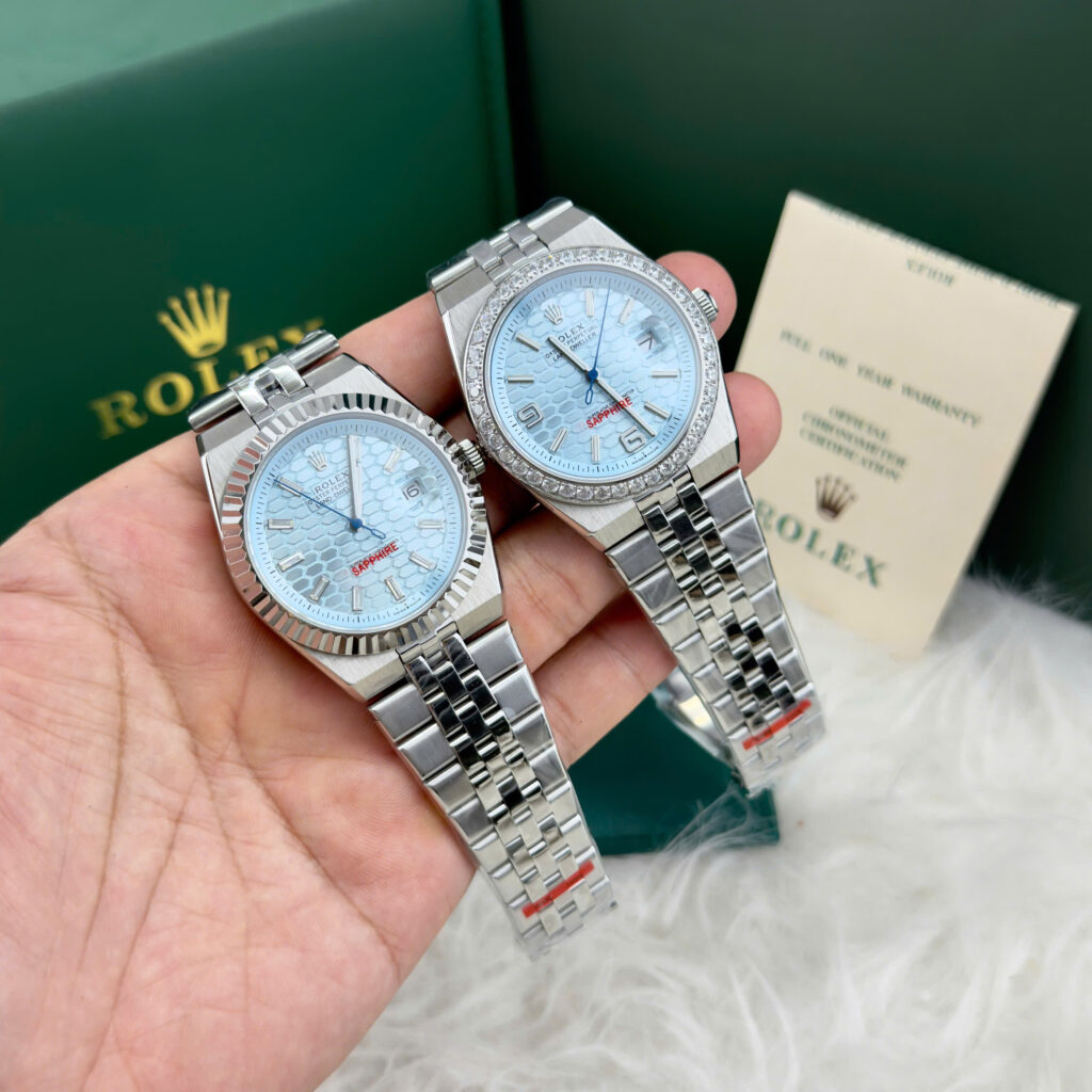 Đồng hồ Rolex Land – Dweller nam xanh blue máy cơ nhật giá rẻ fake cao cấp 41mm