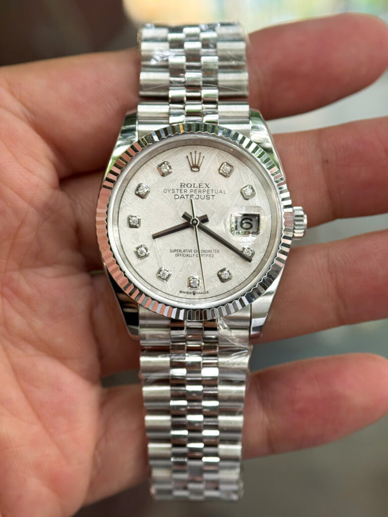 Đồng hồ Rolex chế tác mặt thiên thạch DateJust 126234 mặt số thiên thạch đính Moissanite 36mm (3)