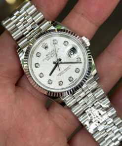 Đồng hồ Rolex chế tác mặt thiên thạch DateJust 126234 mặt số thiên thạch đính Moissanite 36mm (8)