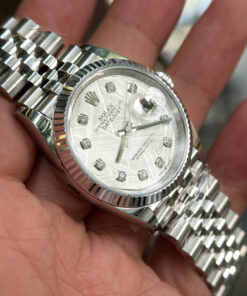 Đồng hồ Rolex chế tác mặt thiên thạch DateJust 126234 mặt số thiên thạch đính Moissanite 36mm (8)