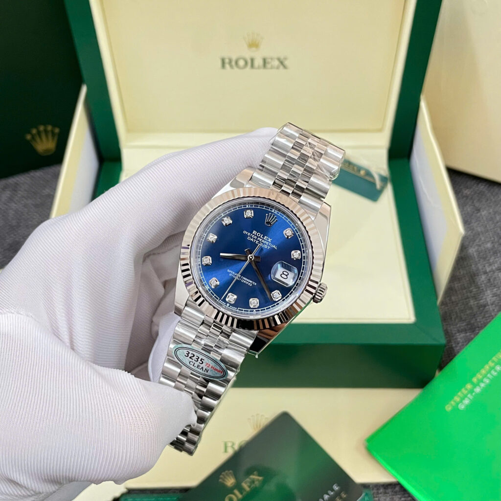 Đồng hồ Rolex nam Rep 11 DateJust 126334 mặt số xanh blue cọc số đá xưởng Clean 41mm (5)