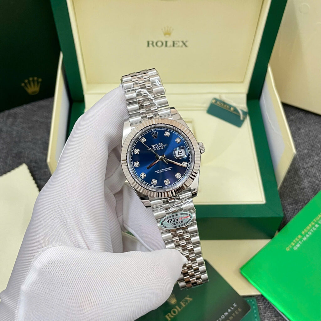 Đồng hồ Rolex nam Rep 11 DateJust 126334 mặt số xanh blue cọc số đá xưởng Clean 41mm (5)