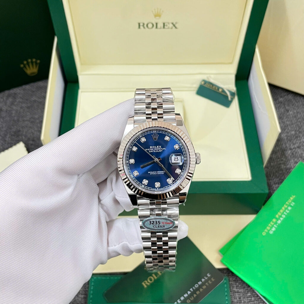 Đồng hồ Rolex nam Rep 11 DateJust 126334 mặt số xanh blue cọc số đá xưởng Clean 41mm (5)
