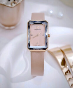 Đồng hồ Swarovski nữ mặt chữ nhật máy Pin Thuỵ Sỹ cao cấp nhất màu hồng 22x32mm (7)