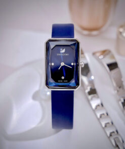 Đồng hồ Swarovski nữ mặt chữ nhật máy Pin Thuỵ Sỹ cao cấp nhất màu xanh 22x32mm (4)