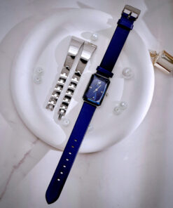 Đồng hồ Swarovski nữ mặt chữ nhật máy Pin Thuỵ Sỹ cao cấp nhất màu xanh 22x32mm (4)