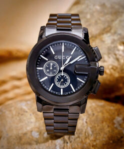Đồng Hồ Gucci Chronograph Like Auth Màu Đen Nam Dây Thép Đen 44mm (2)