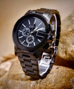Đồng Hồ Gucci Chronograph Like Auth Màu Đen Nam Dây Thép Đen 44mm (2)