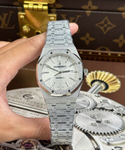 Đồng hồ Audemars Piguet Rep 1 1 Royal Oak 15410 Frosted mặt trắng dây kim loại xưởng APS 41mm (2)